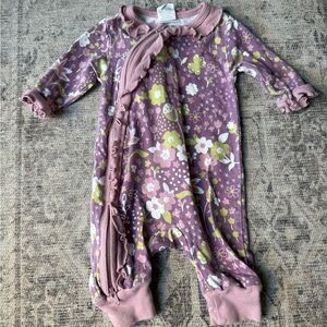 Tesa Babe Floral Ruffle Zippered Romper NB